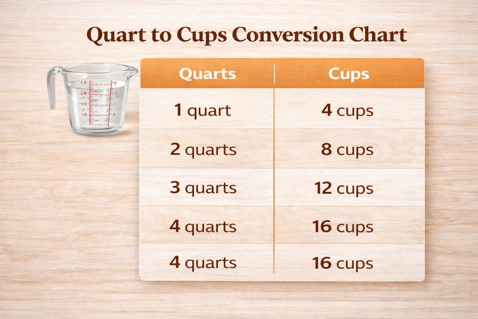 How Many Cups Are in 2 Quarts of Water