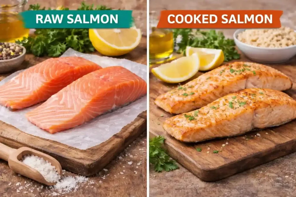 Cooked Salmon vs Raw Salmon