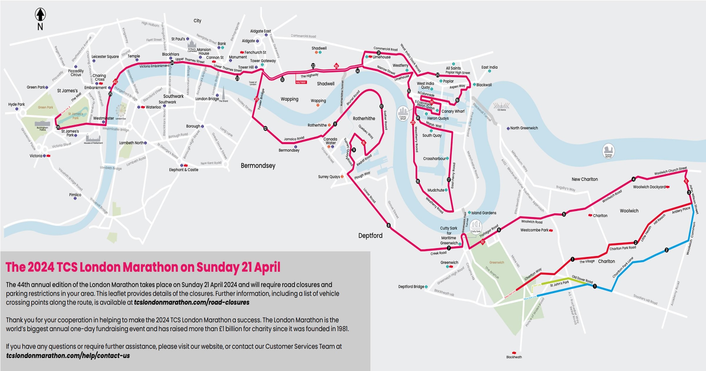 London Marathon 2026 Road Closures Map