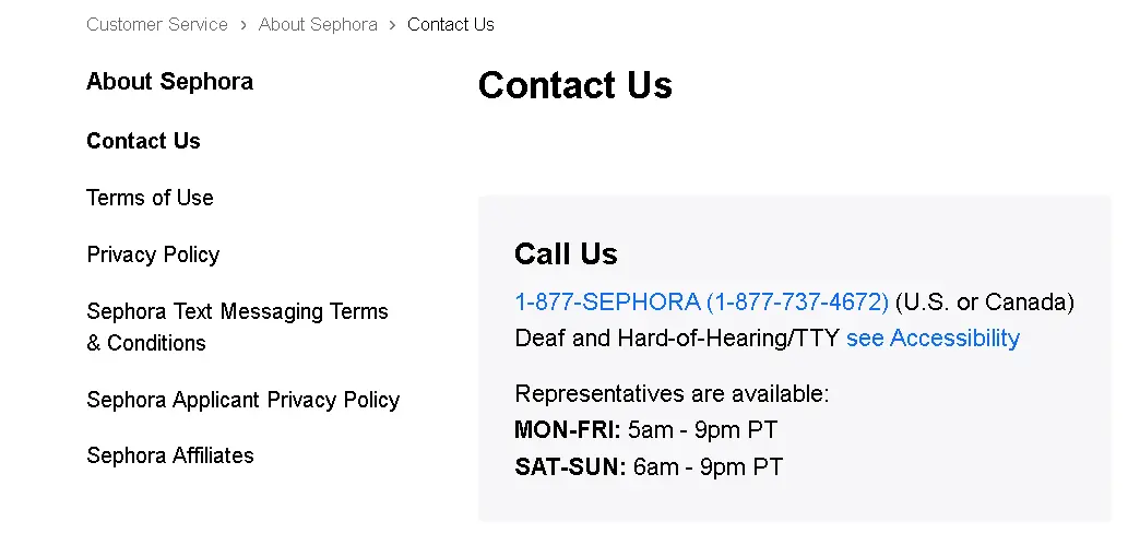 Sephora Uk Customer Service Telephone Number