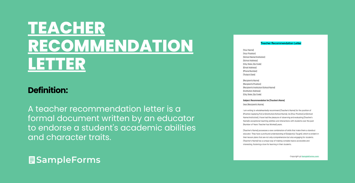 Recommendation Letter Sample for Student from Teacher