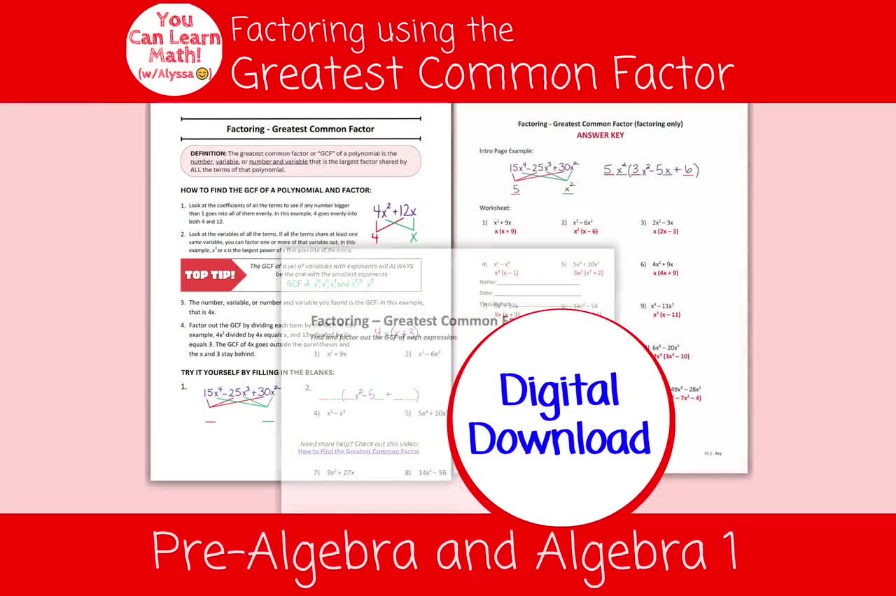 Greatest Common Factor Worksheet with Answers Pdf