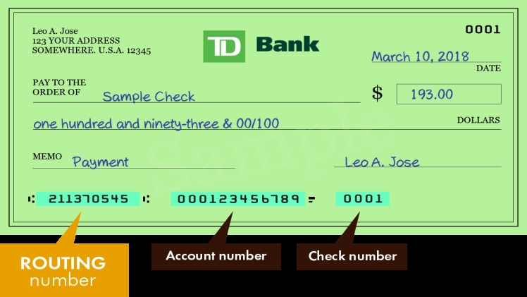 Routing Number for Td Bank Queens Ny