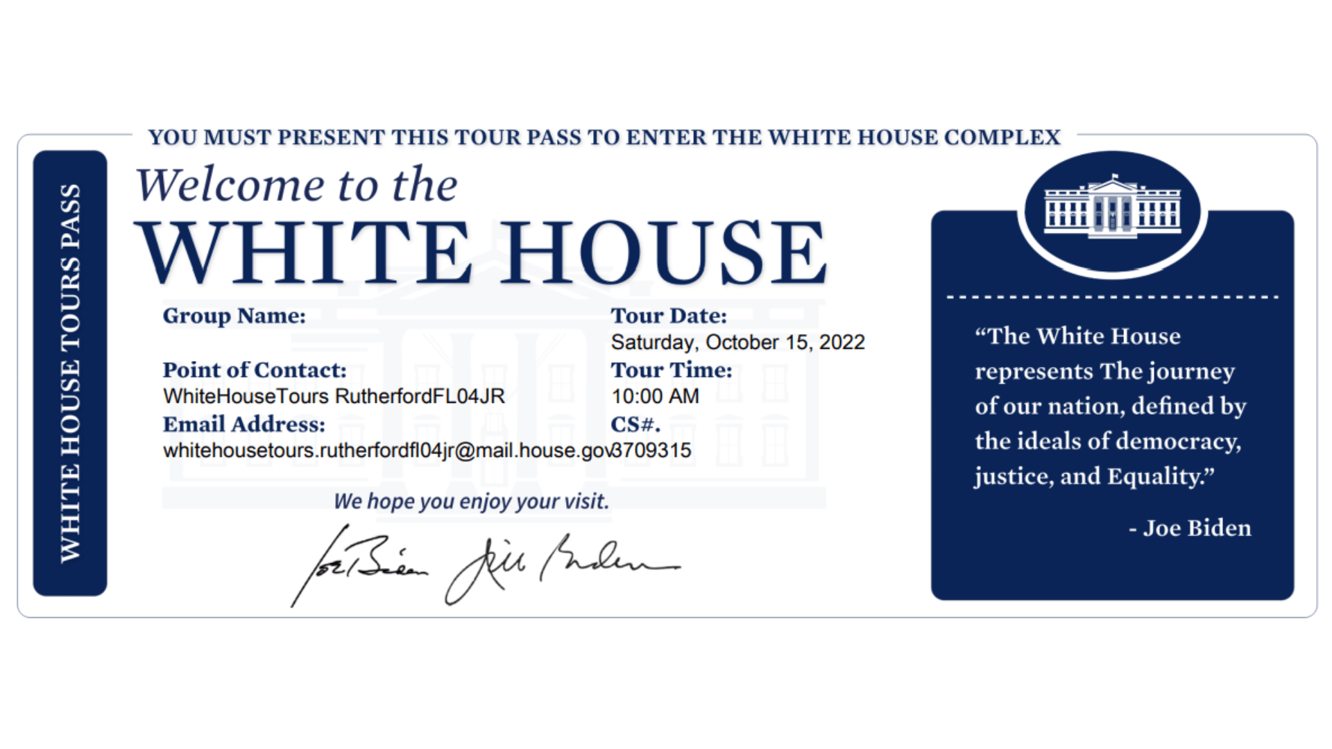 White House Tour Bag Policy