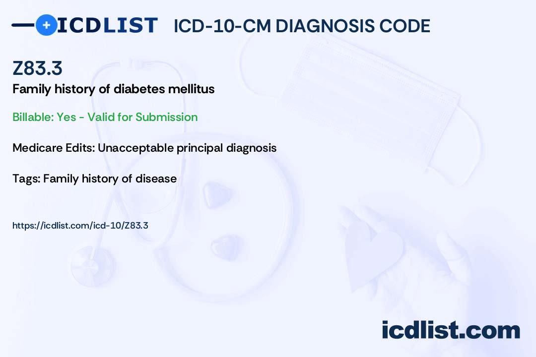 Family History of Diabetes Mellitus Icd 10