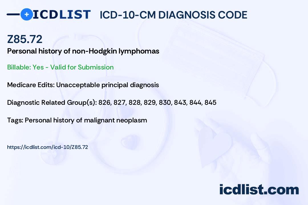 Icd 10 Code for History of Non Hodgkin's Lymphoma