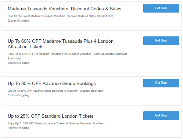 Madame Tussauds Tickets 2 for 1