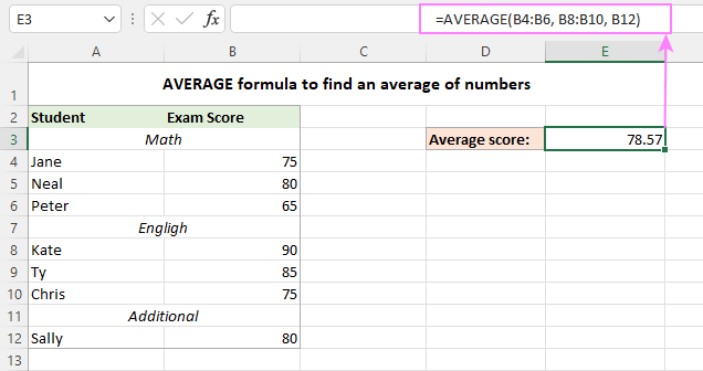 Calculate Average in Excel