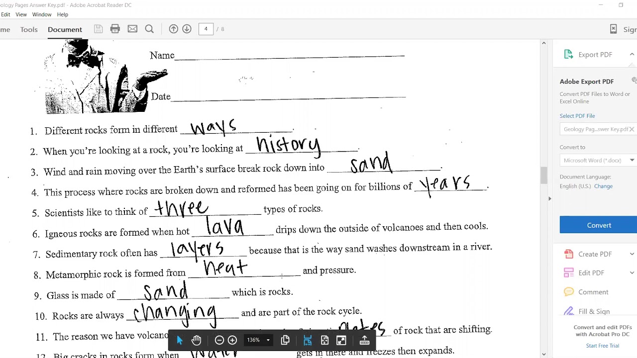 Bill Nye Rocks and Soil Worksheet Answers