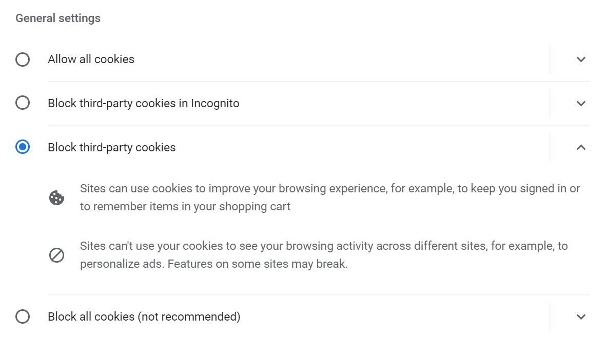 Blocked Cookies in Chrome
