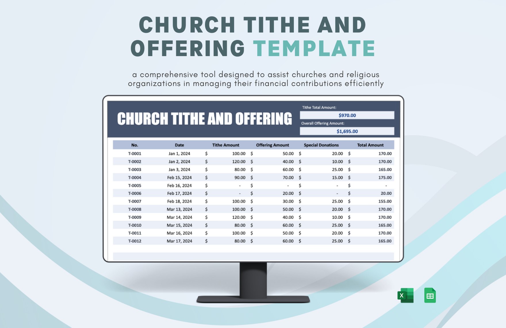 Free Church Tithe and Offering Spreadsheet Excel
