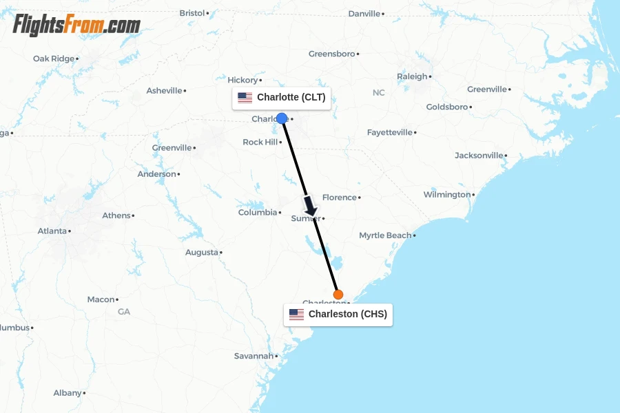 Distance from Charlotte to Charleston South Carolina