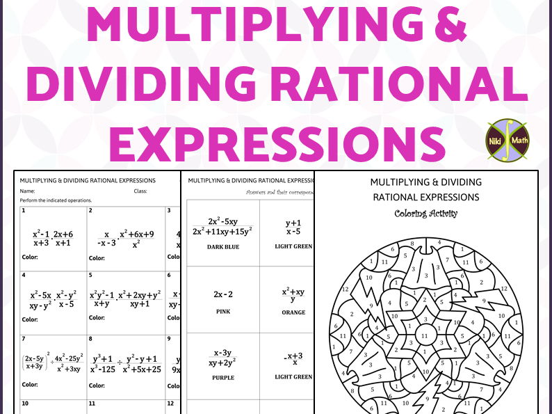 Multiplication and Division of Rational Algebraic Expressions Worksheets