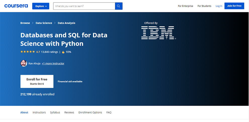 Databases and Sql for Data Science with Python
