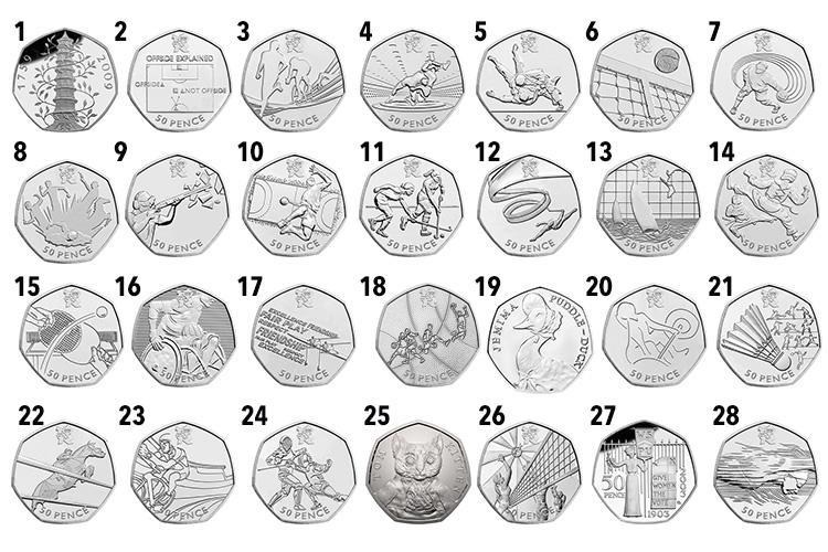 Full List of Rare 50P Coins