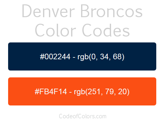 Team Colors for Denver Broncos