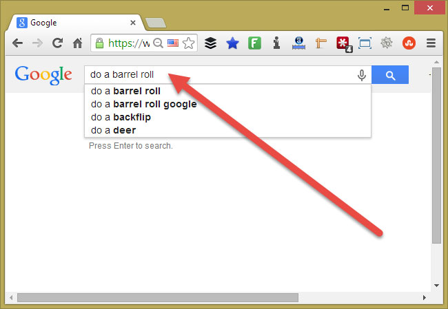 Do a Barrel Roll in Google