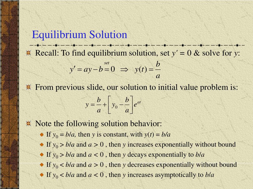 What Is an Equilibrium Solution of a Differential Equation