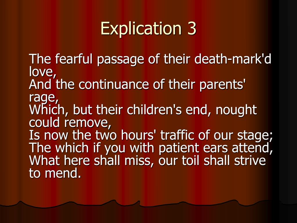 The Fearful Passage of Their Death-Mark'd Love Meaning