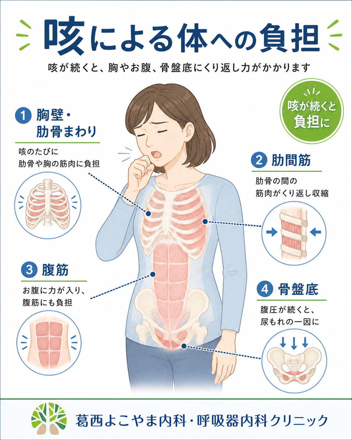 咳のしすぎで肋骨が痛い原因とは？骨折の見分け方と受診科の基準