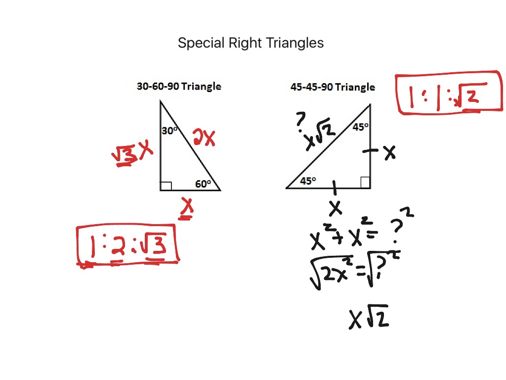 Special Right Triangles Worksheet and Answers