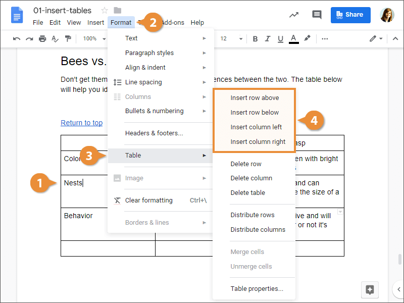 How to Create. a Table in Google Docs
