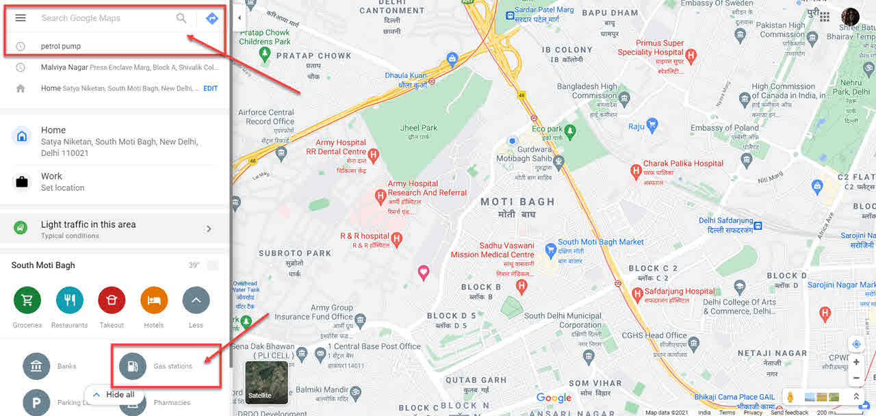 Directions to the Nearest Petrol Station