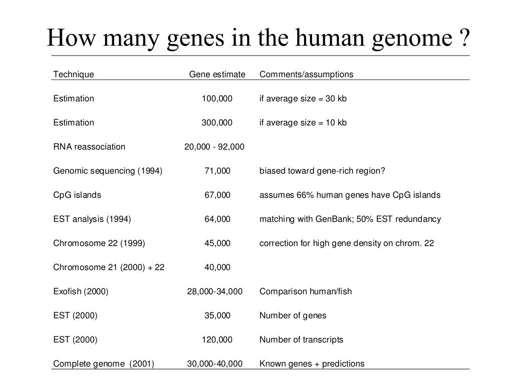 How Many Genes Does the Average Human Have