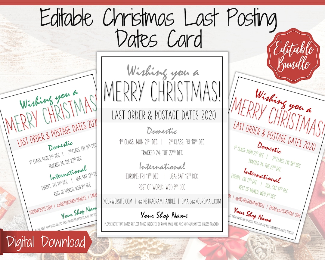 Last Parcel Posting Dates for Christmas