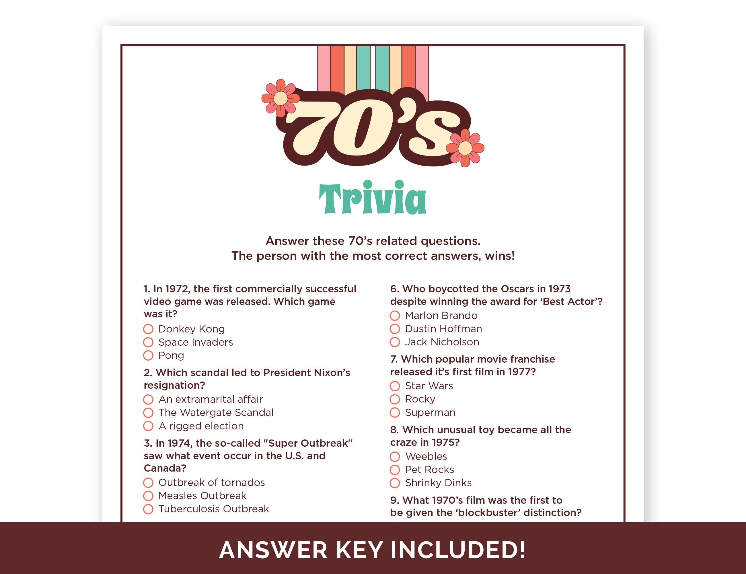 60S and 70S Trivia Questions and Answers