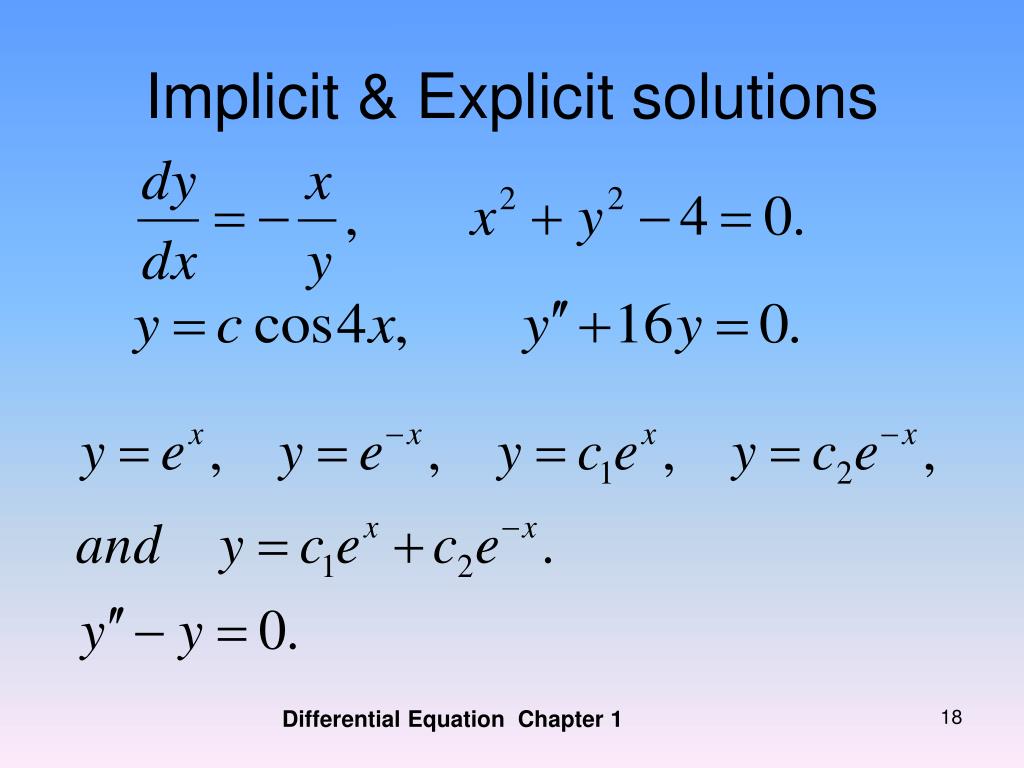 Explicit vs Implicit Solution Differential Equations