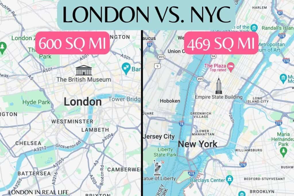 How Big Is New York City Compared to London