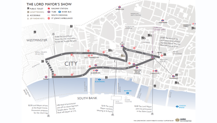 Lord Mayor's Show 2026 Route Map