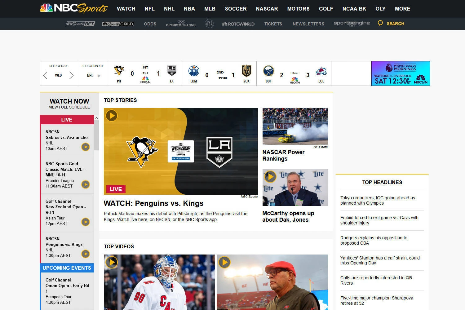 Nbc Sports Listings