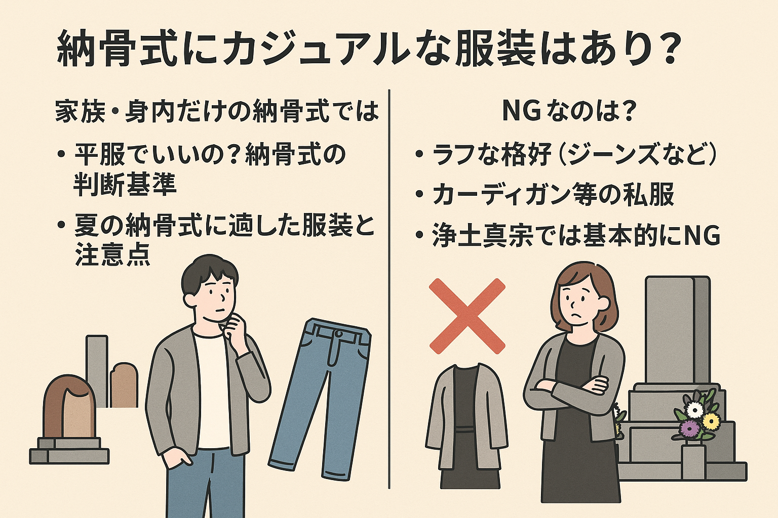 納骨の服装は喪服と平服どっち？四十九日や家族のみのマナー完全解説