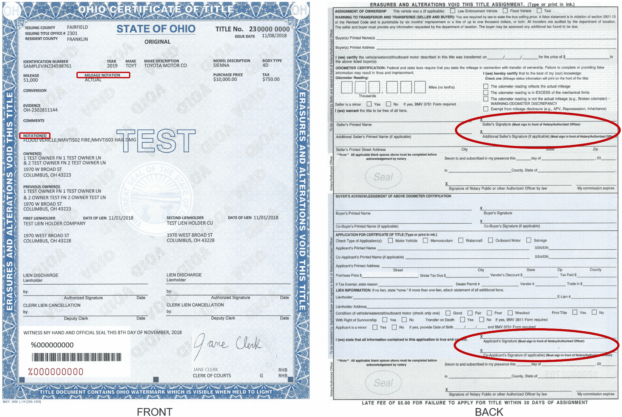 Ohio Dept of Motor Vehicles Title