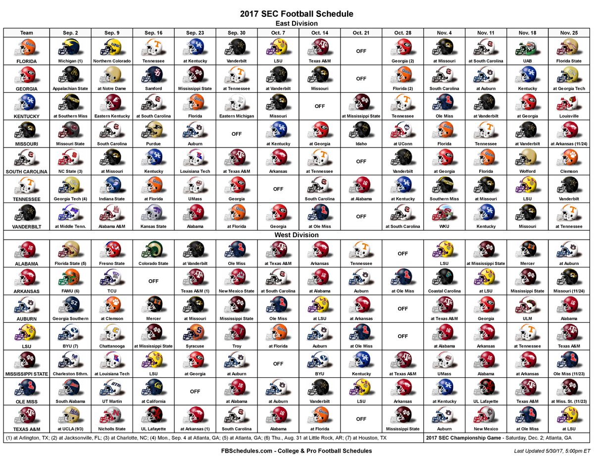 Crimson Tide Football 2017 Schedule