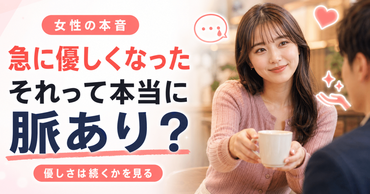 急に優しくなる女性心理の裏側｜脈ありサインと隠された意図を徹底解明