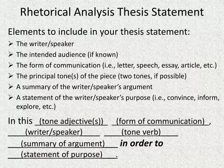 How to Write a Rhetorical Analysis Thesis