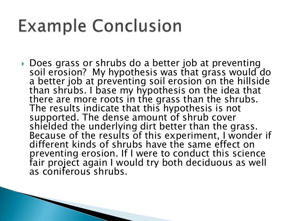 Example of a Conclusion for Science Fair