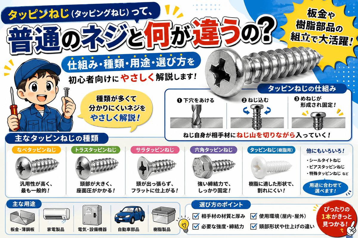 タッピングネジとは？小ねじとの決定的な違いと失敗しない下穴選び