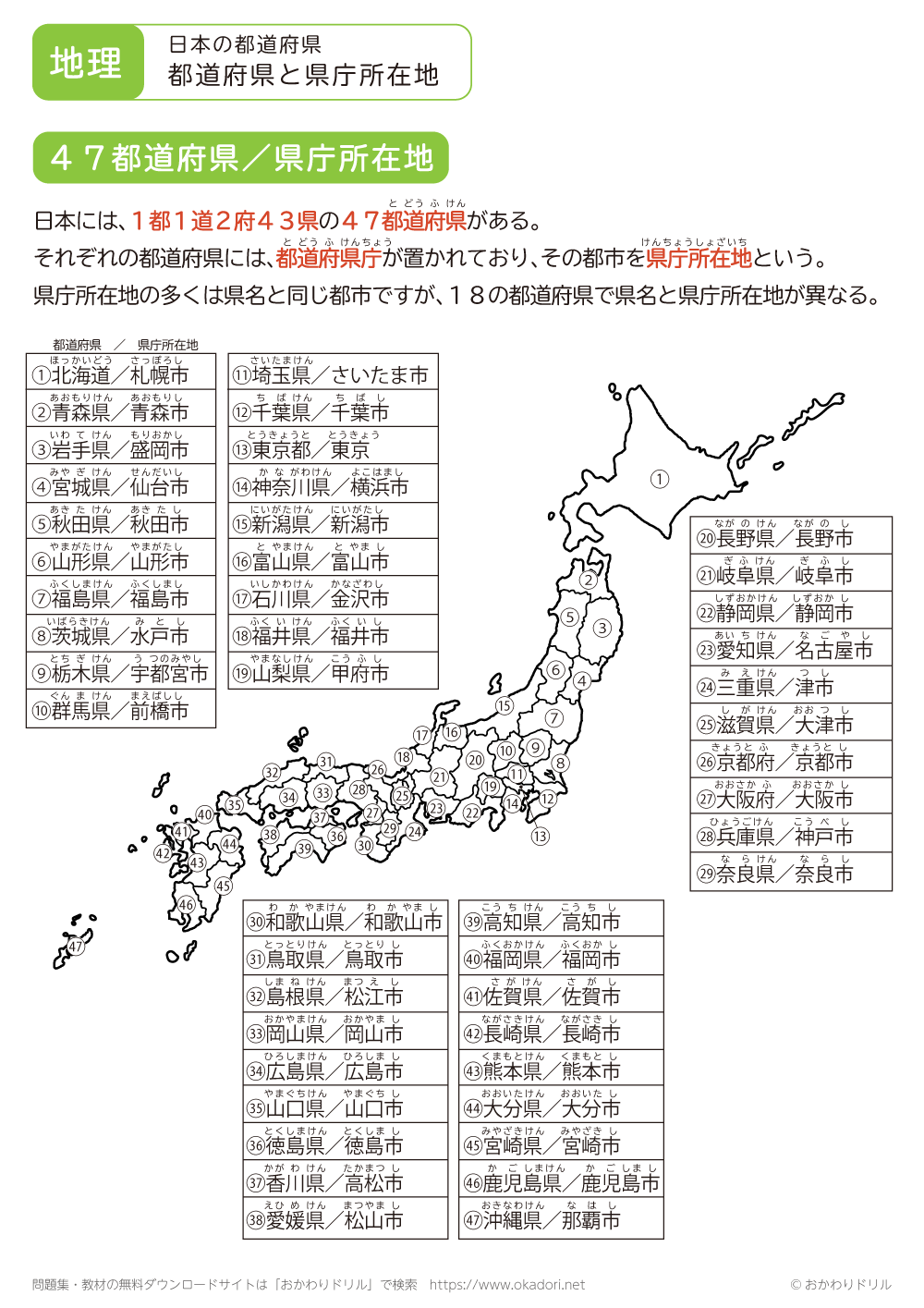 47都道府県の県庁所在地一覧！県名と違う理由と暗記法を徹底解説