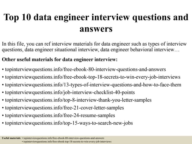 Data Engineer Interview Questions and Answers