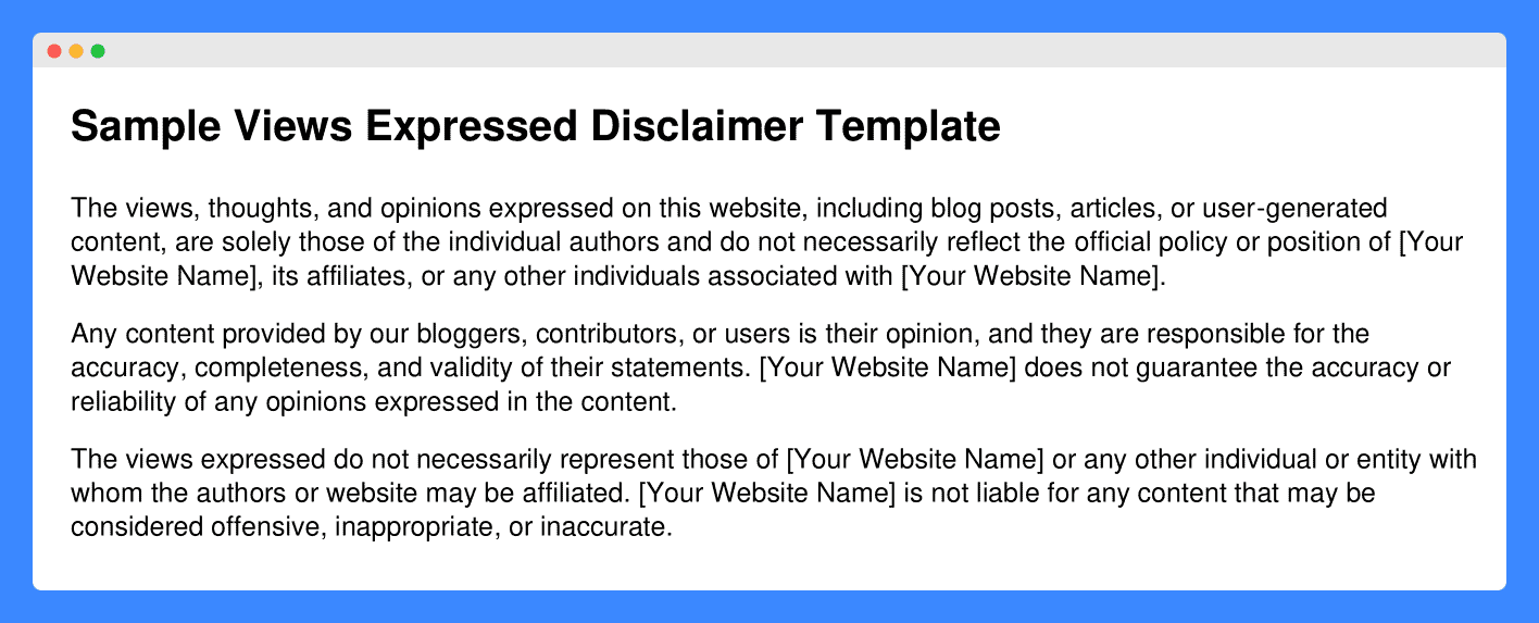 The Views Expressed Disclaimer Example