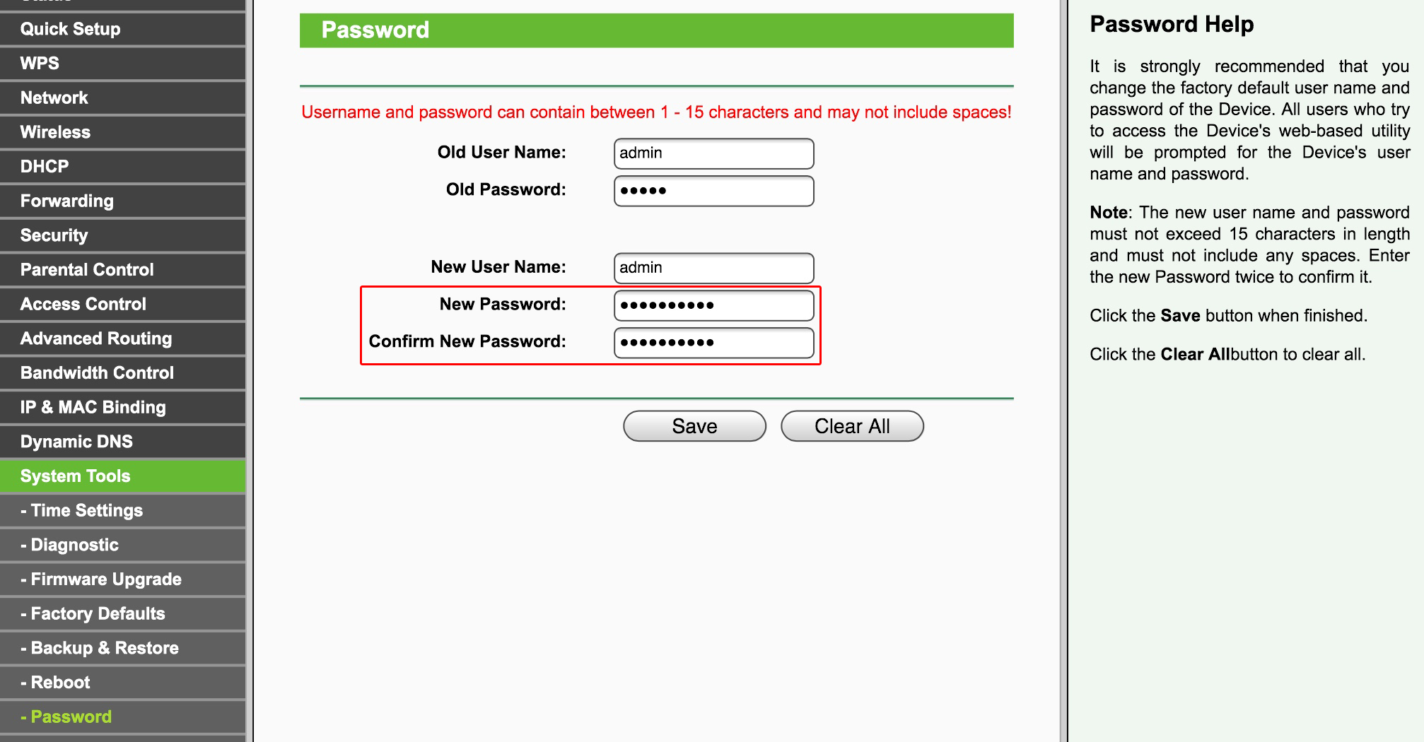 Admin Password Wifi