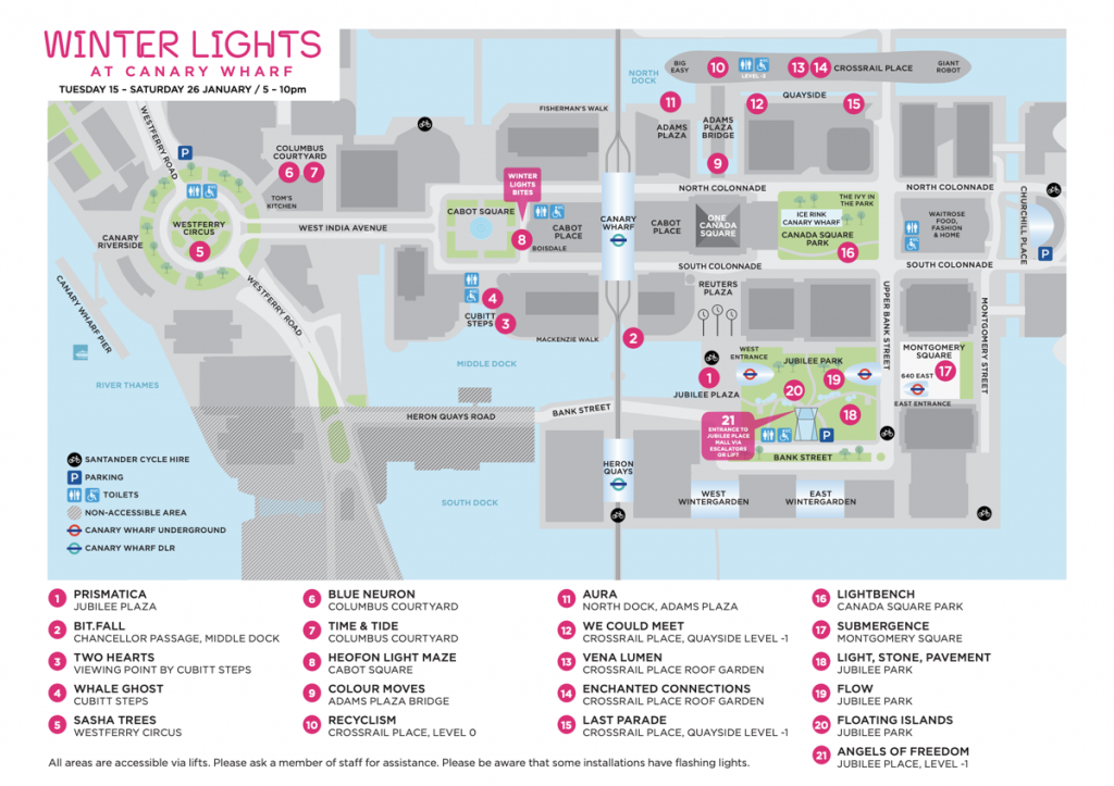 Canary Wharf Winter Lights 2026 Map