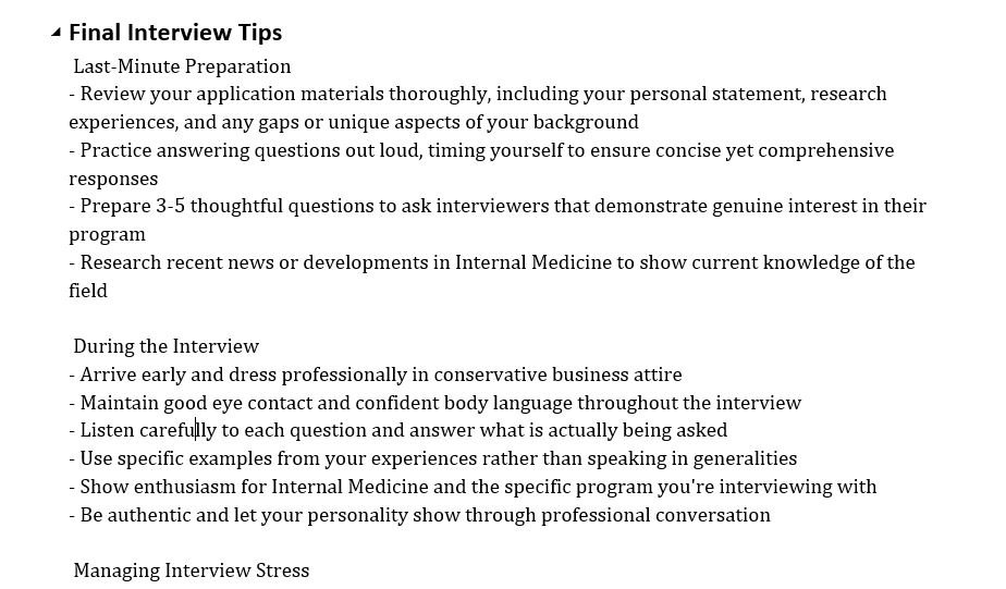 Interview Questions for Internal Medicine Residency