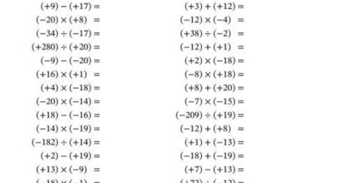 Adding Subtracting Multiplying And
